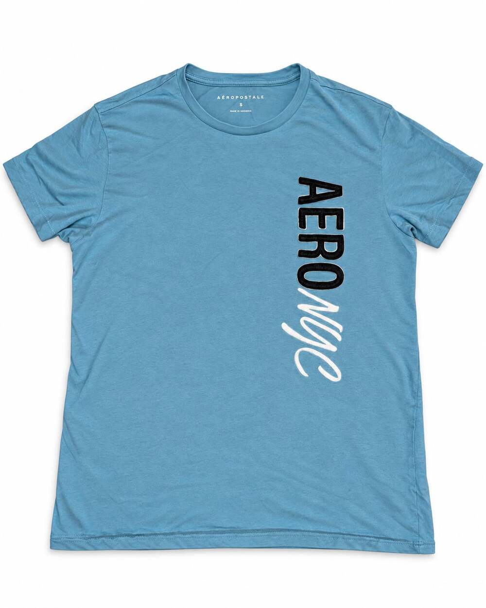 Aeropostale Aero NYC Vertical Graphic Tee Blue Size S